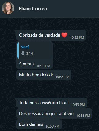 Print de mensagem de um casal elogiando o filme