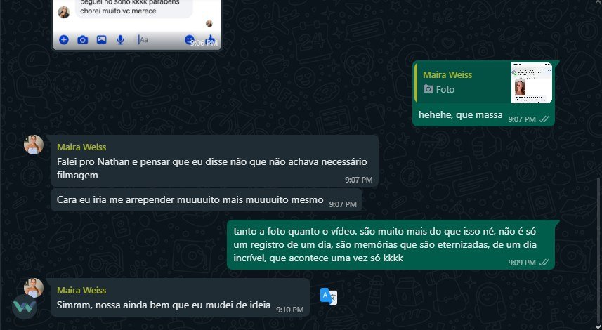 Print de mensagem de um casal elogiando o filme