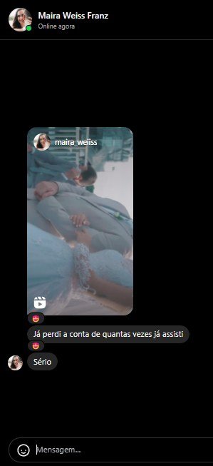 Print de mensagem de um casal elogiando o filme